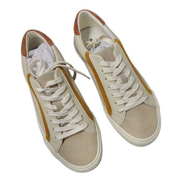 Madewell Sidewalk Low-Top Sneakers Brown Tan Leather Suede Size 7 New in Box - Picture 2 of 7